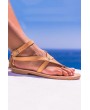 Light-brown Strappy Ankle Strap Thong Flat Sandals
