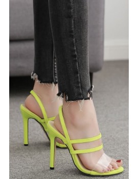 Neon Green Clear Strappy Stiletto High Heel Sandals