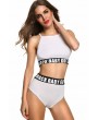 Letters Print High Waist Two Piece Swimsuit