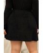 Black Color Block Zipper Up Casual Plus Size Skirt