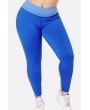 Blue Patchwork Yoga Plus Size Sports Leggings
