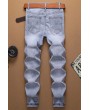 Men Light-blue Printed Ripped Casual Jeans