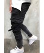 Men Black Velcro Pocket Side Casual Slim Jeans