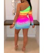 Lovely Casual One Shoulder Multicolor Mini Dress