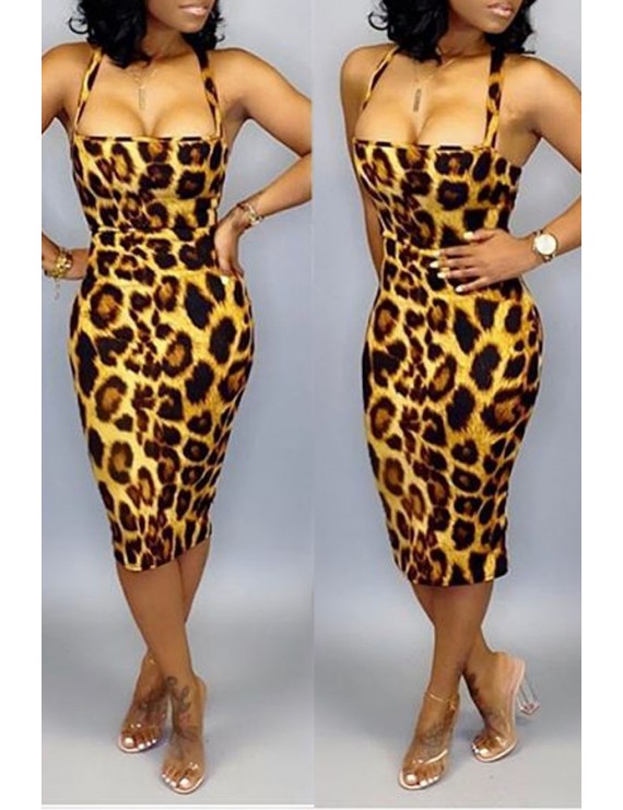 Lovely Casual Leopard Printed Knee Length Dress