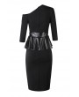 Lovely Casual Flounce Design Black Knee Length Dress