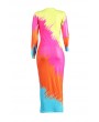 Lovely Casual Color-lump Multicolor Mid Calf Dress