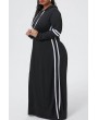 Lovely Casual Patchwork Black Ankle Length Plus Size Dress