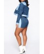 Lovely Casual Patchwork Blue Two-piece Skirt Set
