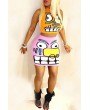 Lovely Casual O Neck Cartoon Printed Multicolor Two-piece Skirt Set