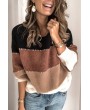 Color Block Round Neck Long Sleeve Chic Pullover