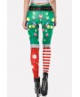 Green 3d Graphic Print Elastic Waist Christmas Skinny Leggings