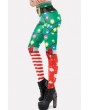 Green 3d Graphic Print Elastic Waist Christmas Skinny Leggings