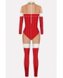 Red 3d Print Mock Neck Long Sleeve Christmas Jumpsuit
