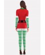 Green Stripe 3d Print Mock Neck Long Sleeve Christmas Jumpsuit