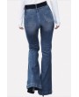Dark-blue Pocket Casual Flared Jeans