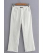 White Pocket High Waist Straight Casual Jeans
