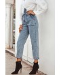 Blue Tied High Waist Casual Jeans