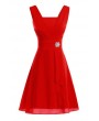 Square Neck Ruched Sleeveless Chiffon A Line Party Dress