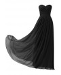 Strapless Sweetheart Ruched Lace Up Back Chiffon Maxi Party Dress