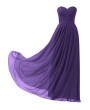 Strapless Sweetheart Ruched Lace Up Back Chiffon Maxi Party Dress