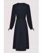 Solid V Neck Wrap Tied Long Sleeve Casual High Low Dress