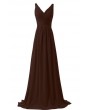 Wrap V Neck Ruched Pleated Maxi Chiffon Party Dress
