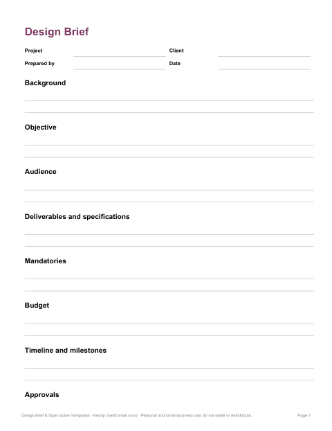 Preview of the first page of Design brief (DOCX)