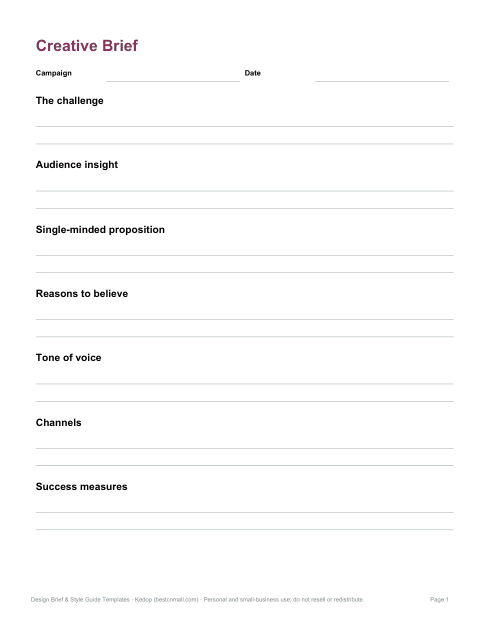 Preview of the first page of Creative brief (DOCX)