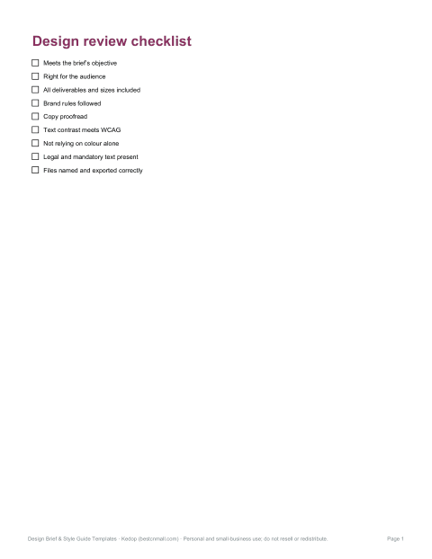 Preview of the first page of Review checklist